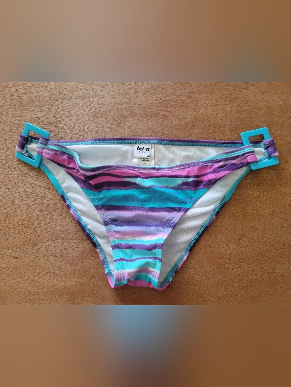 Billabong Women's Multicolor Stripe Bikini Bottom - Pink/Teal/Purple